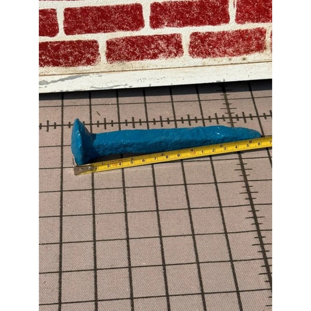 Blue Painted Cast Iron Railroad Spike Decor Paperweight
